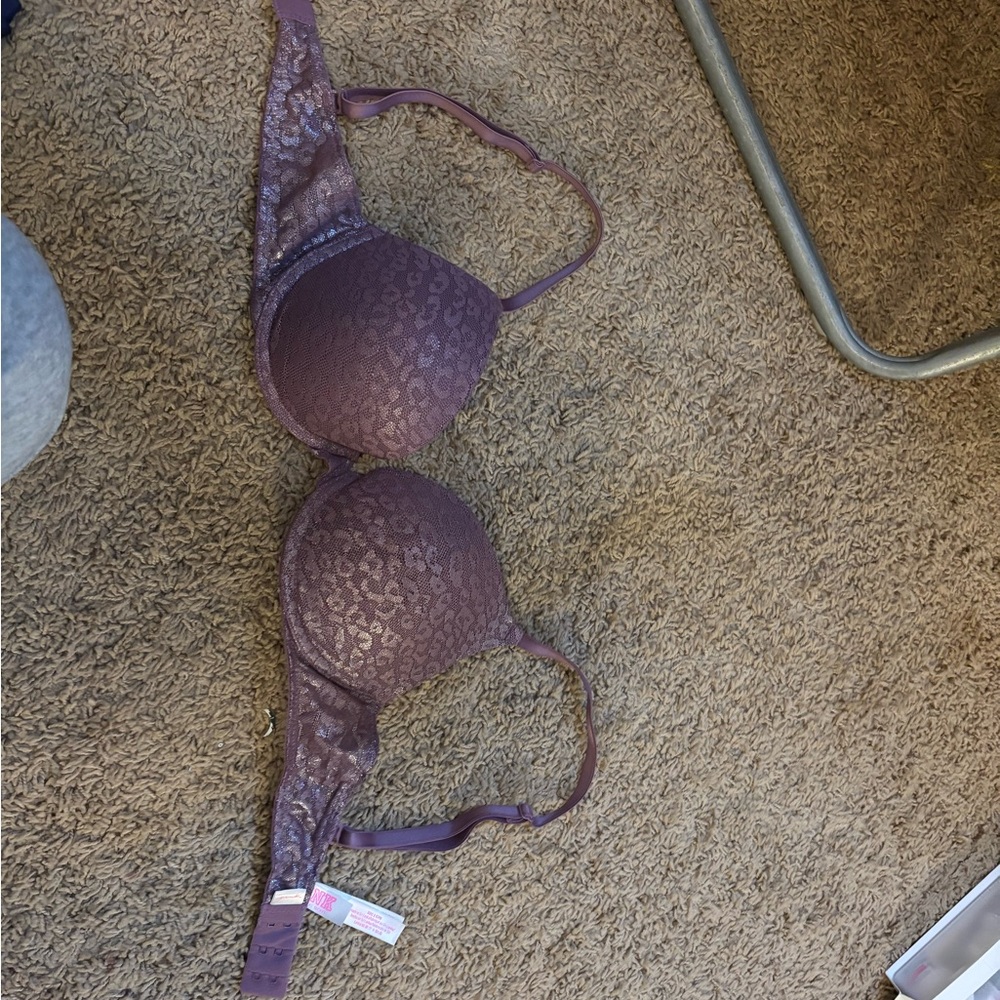 Glittery Purple Leopard Print push up bra